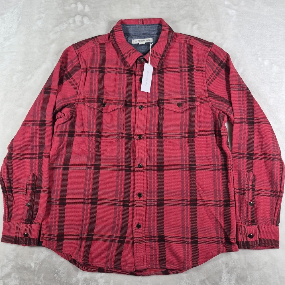 Outerknown Blanket Shirt Men's Large Red Plaid Organic Cotton Button Up NWT
